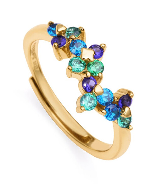 Incantevole anello placcato oro con zirconi colorati 13136A0