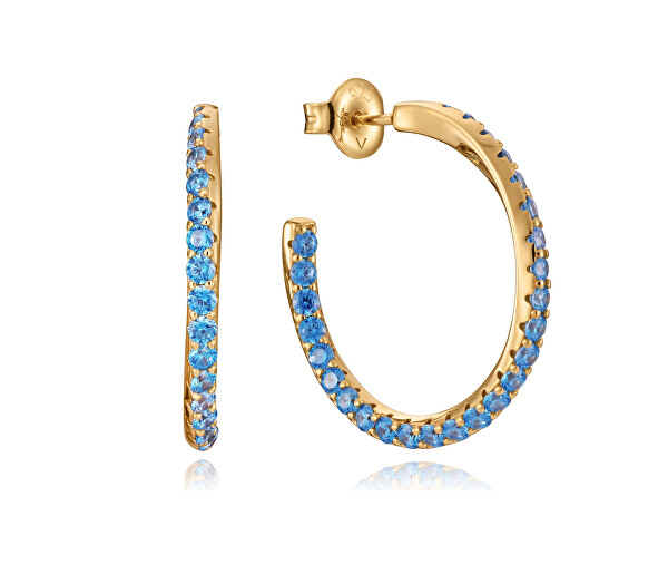 Pozlacené kruhy s modrými zirkony Elegant 13135E100-33