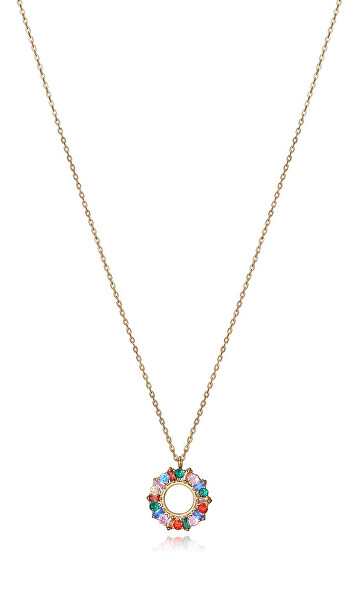 Aranyozott nyaklánc színes cirkónium kövekkel Elegant 13174C100-39