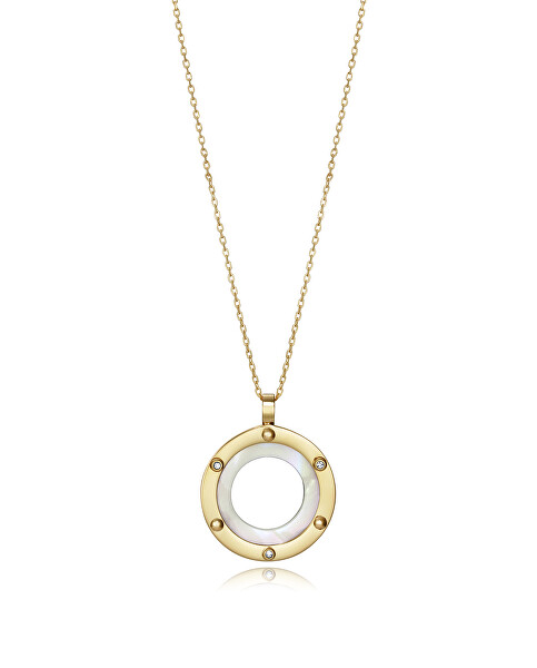 Pozlacený náhrdelník s kruhovým přívěskem Air 15121C01012
