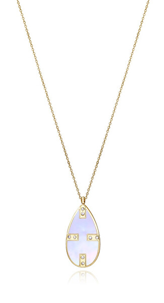 Pozlacený náhrdelník s perletí a zirkony Chic 14096C01012