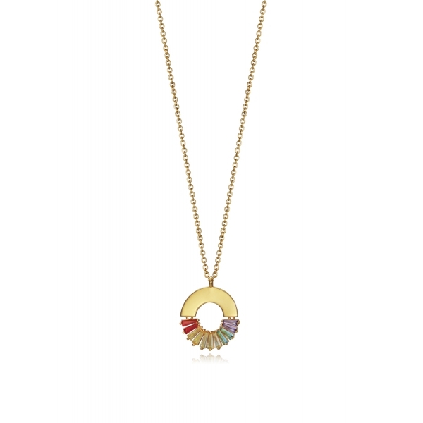 Pozlátený náhrdelník sa trblietavým kruhovým príveskom 15109C000-36