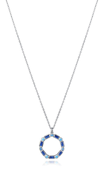 Gyönyörű ezüst nyaklánc kék cirkónium kövekkel Elegant 9121C000-33