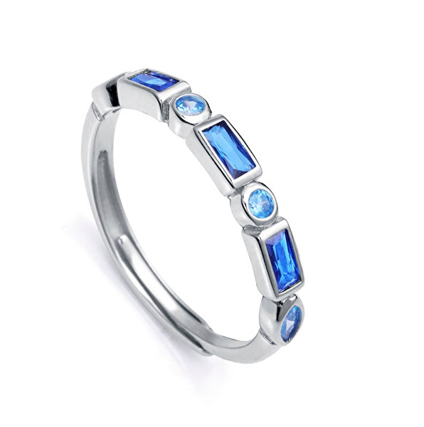 Bellissimo anello in argento con zirconi blu 9121A0