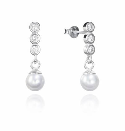 Incantevoli orecchini in argento con zirconi e perla Clasica 5088E000-38