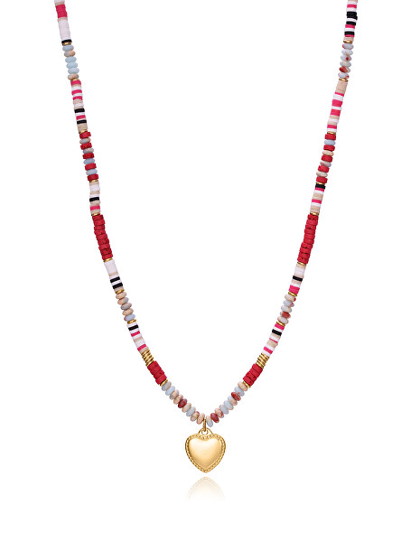 Půvabný korálkový náhrdelník se srdíčkem San Valentín 14002C09019