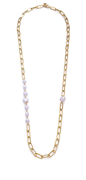 Půvabný pozlacený náhrdelník s perlami Chic 14093C01012