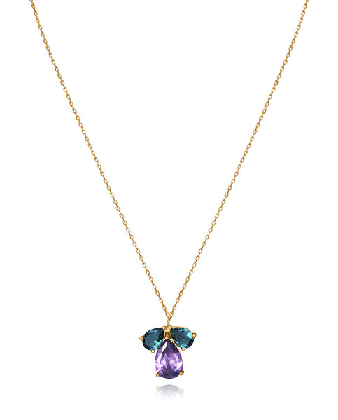 Pôvabný pozlátený náhrdelník so zirkónmi Elegant 13095C100-59 (retiazka, prívesok)