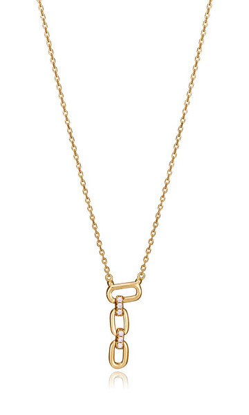 Půvabný pozlacený náhrdelník se zirkony Elegant 13137C100-30