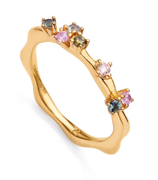 Affascinante anello placcato oro con zirconi colorati 13133A0