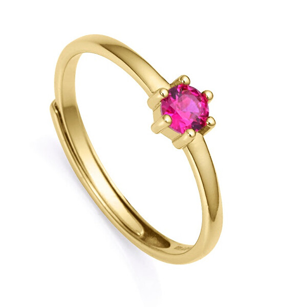 Anmutiger vergoldeter Ring mit fuchsiafarbenem Zirkon Clasica 9115A01