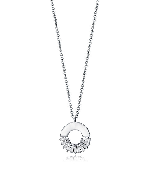 Strieborný náhrdelník sa trblietavým kruhovým príveskom 15109C000-38