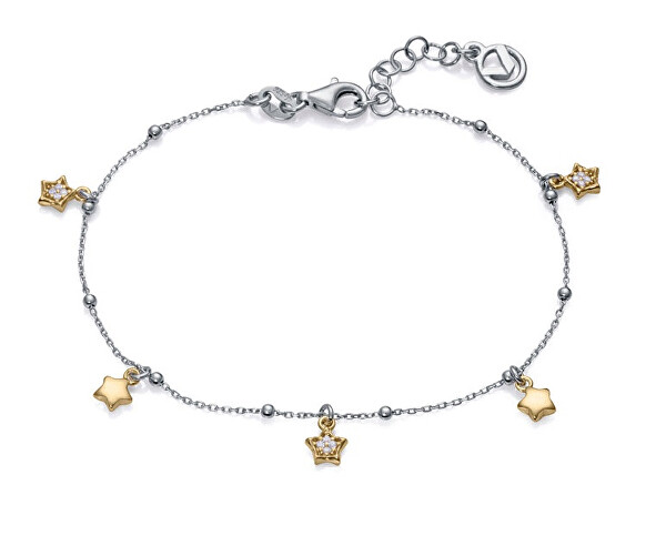 Silbernes zweifarbiges Armband Sterne mit Zirkonen Clasica 1338P000-30