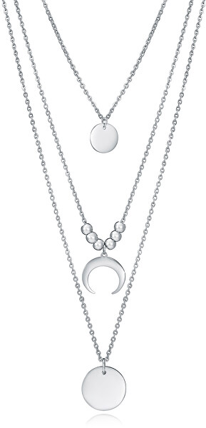 SLEVA - Stylový ocelový náhrdelník s přívěsky Popular 75198C01000