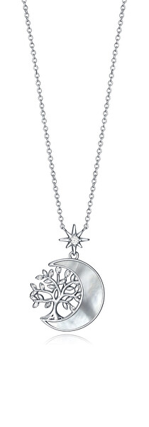 Štýlový strieborný náhrdelník s mesiacom a stromom života Trend 13002C000-90