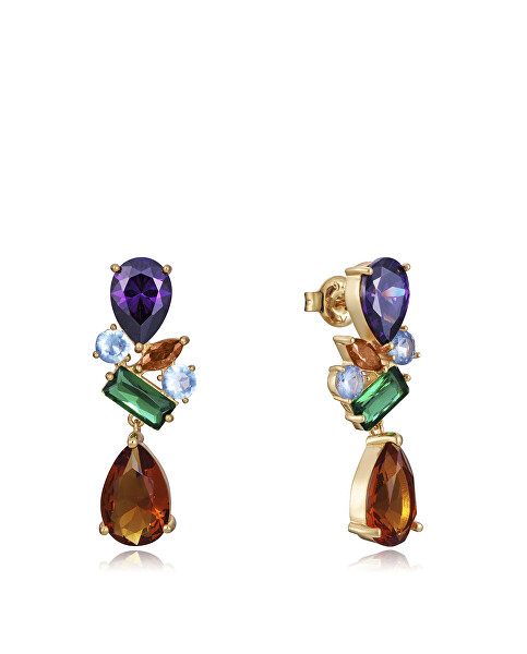Jellegzetes aranyozott fülbevaló kristályokkal Elegant 13096E100-39