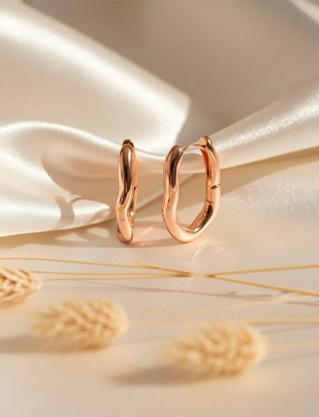 Asymetrické kruhové náušnice z oceli Lauvien Rose Gold