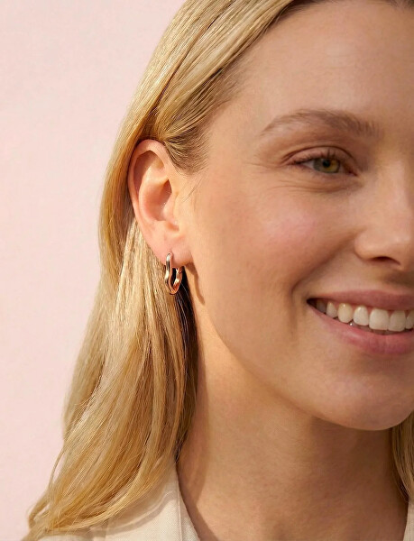 Asymetrické kruhové náušnice z oceli Lauvien Rose Gold