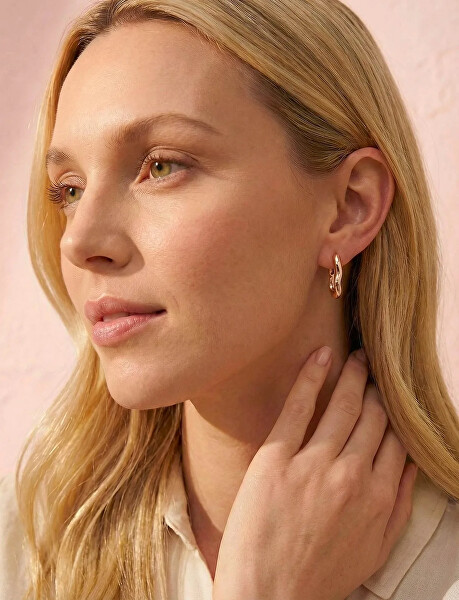Asymetrické kruhové náušnice z oceli Lauvien Rose Gold