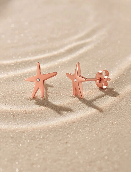 Blyštivé pozlacené náušnice Hvězdičky Nyxa Rose Gold