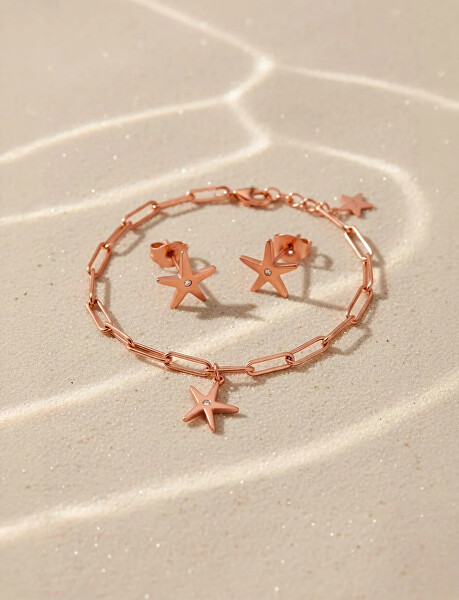 Blyštivé pozlacené náušnice Hvězdičky Nyxa Rose Gold