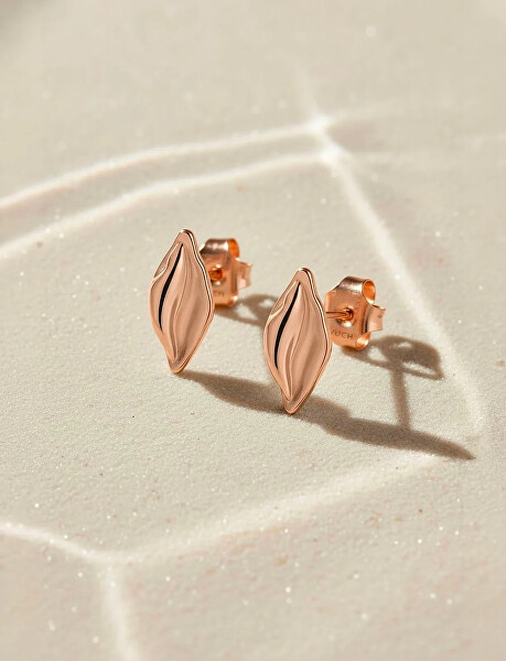 Bronzové náušnice s motivem lístečků Virela Rose Gold