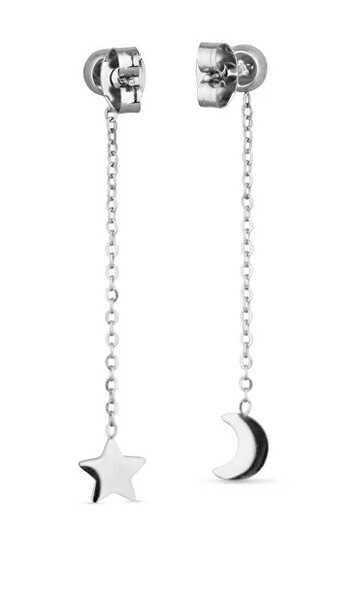 Dlouhé asymetrické ocelové naušnice Infinity Silver