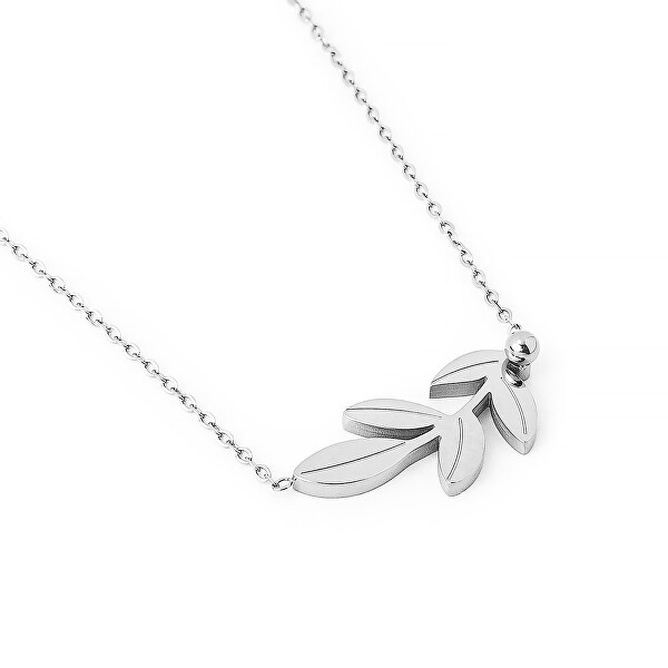 Elegantní ocelový náhrdelník Silver Big Leaf
