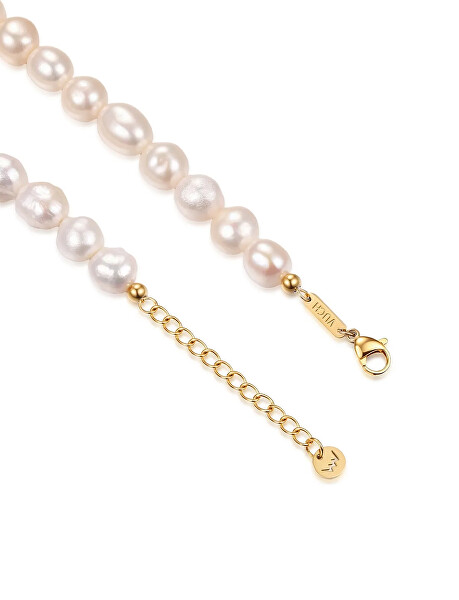 Elegantní perlový náhrdelník z říčních perel Naia Gold