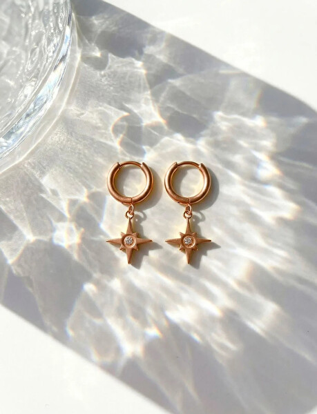Hvězdičkové náušnice z pozlacené oceli Staria Rose Gold