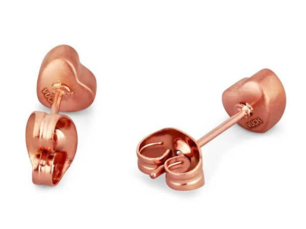 Jemné bronzové náušnice srdiečka Rose zlaté Sparkle