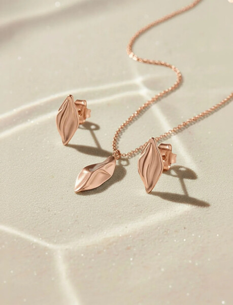 Krásný pozlacený náhrdelník List Virela Rose Gold