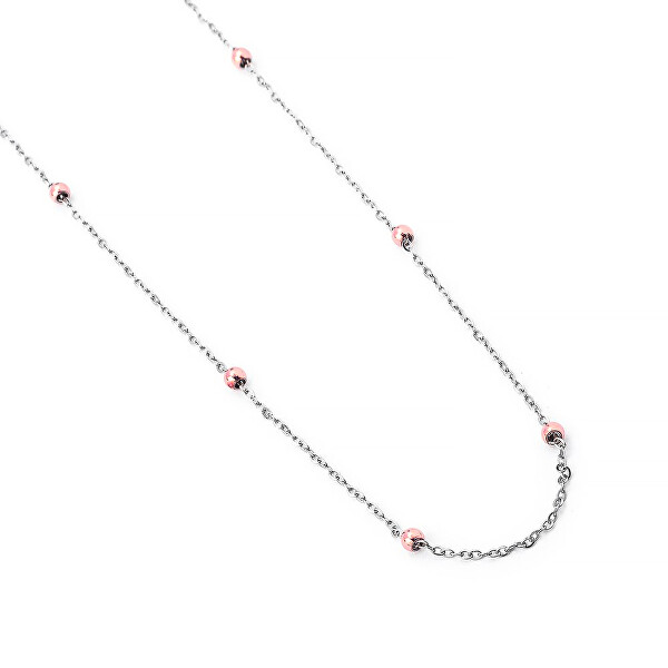 Minimalistický ocelový bicolor náhrdelník Silver Big Marbles