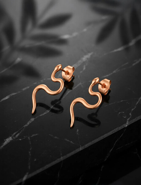 Moderné oceľové náušnice Had Vireya Rose Gold