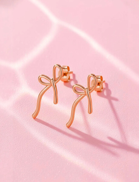Moderní pozlacené náušnice Mašličky Stellara Rose Gold