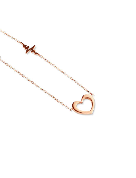 Náramek s motivem srdce a tepu Glimmer Rose Gold
