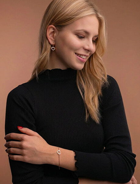 Náramek s motivem srdce a tepu Glimmer Rose Gold
