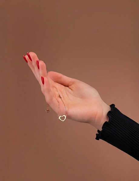 Náramek s motivem srdce a tepu Glimmer Rose Gold
