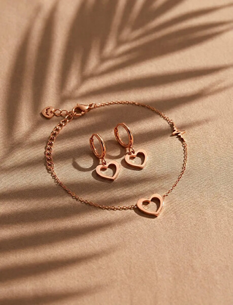 Náramek s motivem srdce a tepu Glimmer Rose Gold