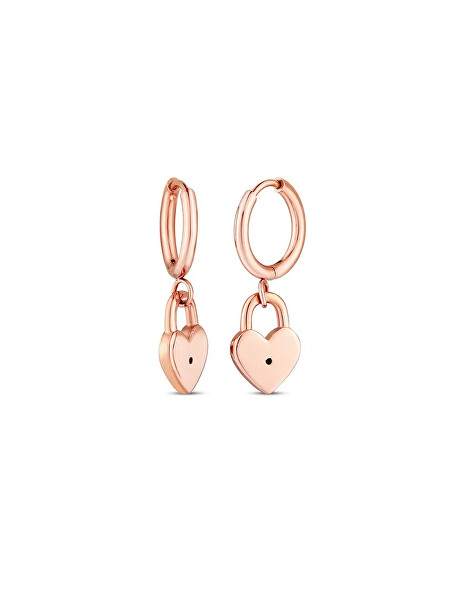 Náušnice se zámkem ve tvaru srdce Zibella Rose Gold