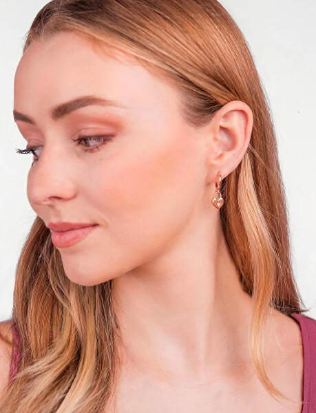 Náušnice se zámkem ve tvaru srdce Zibella Rose Gold