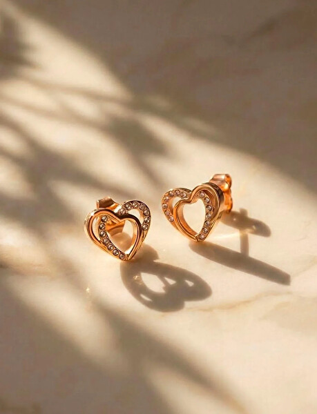 Náušnice ve tvaru srdce Costalla Rose Gold