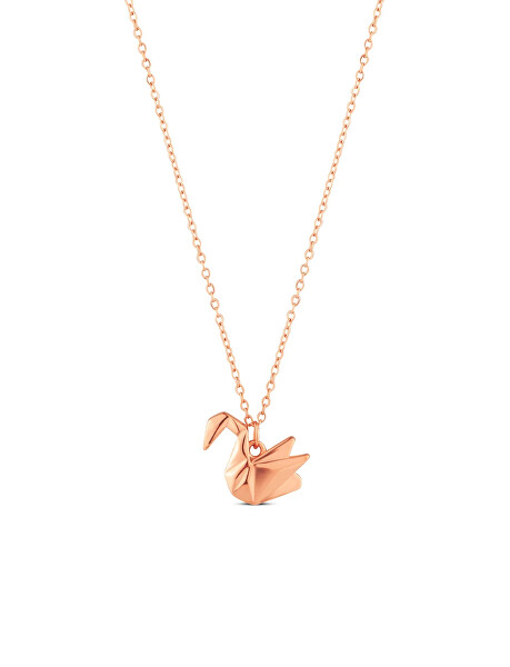 Ocelový náhrdelník Origami labuť Steya Rose Gold
