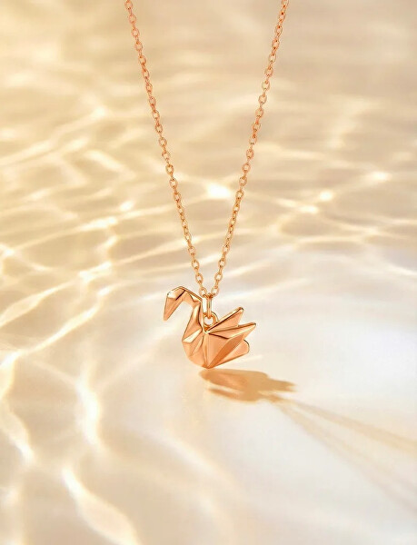 Ocelový náhrdelník Origami labuť Steya Rose Gold