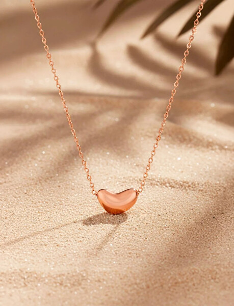 Ocelový náhrdelník s asymetrickým srdcem Amoria Rose Gold