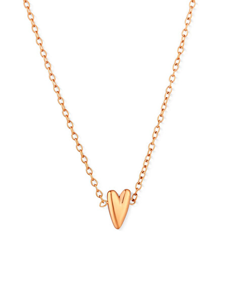 Ocelový náhrdelník s designovým srdcem Amora Rose Gold