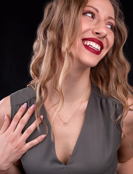 Ocelový náhrdelník s designovým srdcem Amora Rose Gold