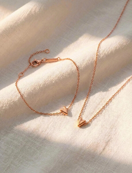 Ocelový náhrdelník s designovým srdcem Amora Rose Gold