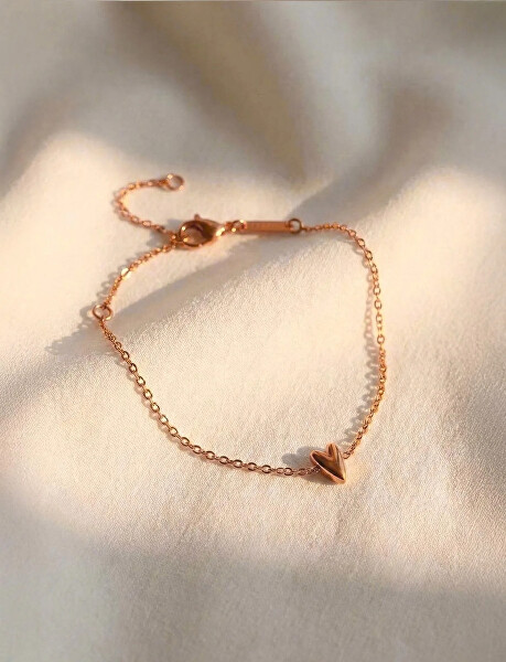 Ocelový náramek s designovým srdcem Amora Rose Gold