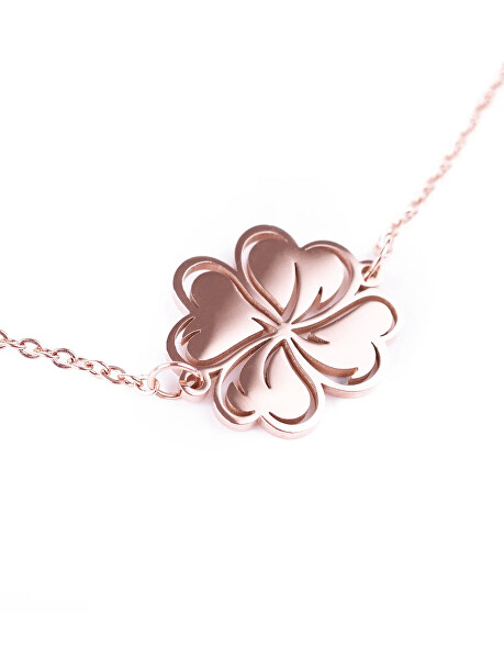 Pozlacená náramek pro štěstí se čtyřlístkem Glee Rose Gold